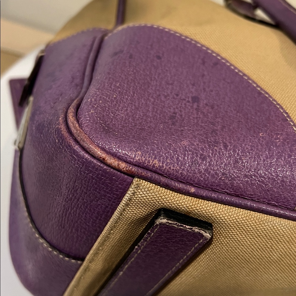 Prada Beige Canvas Satchel with Purple Leather Trim - Picture 11 of 16